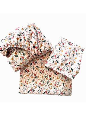 3-pc Twin Size Sheet Set In The Garden Pillowfort Ladybug Flowers 100% Cotton